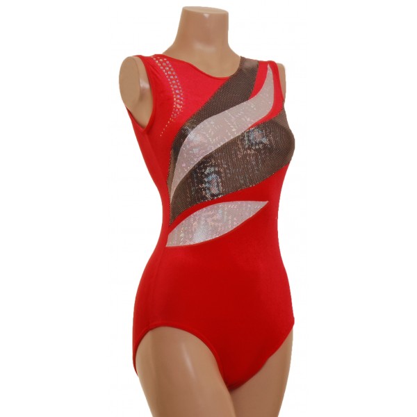 Expression Red Sleeveless Gymnastic Leotard (037b)