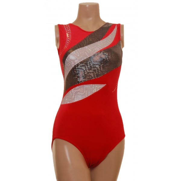 Expression Red Sleeveless Gymnastic Leotard (037b)