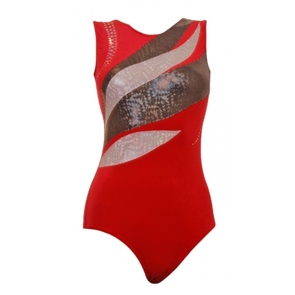 Eclipse Red Sleeveless Gymnastic Leotard (037b)