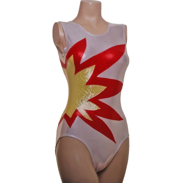 Starburst Silver Sleeveless Gymnastic Leotard 