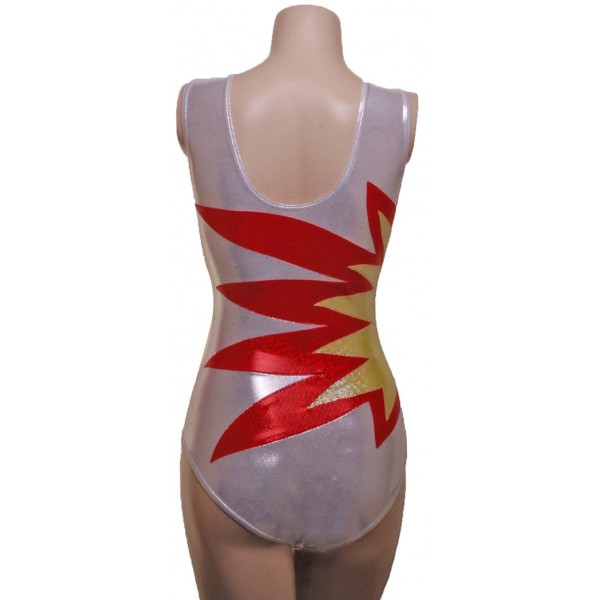 Starburst Silver Sleeveless Gymnastic Leotard 