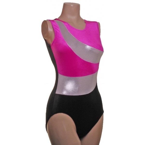 Roma Pink/Black Sleeveless Gymnastic Leotard 