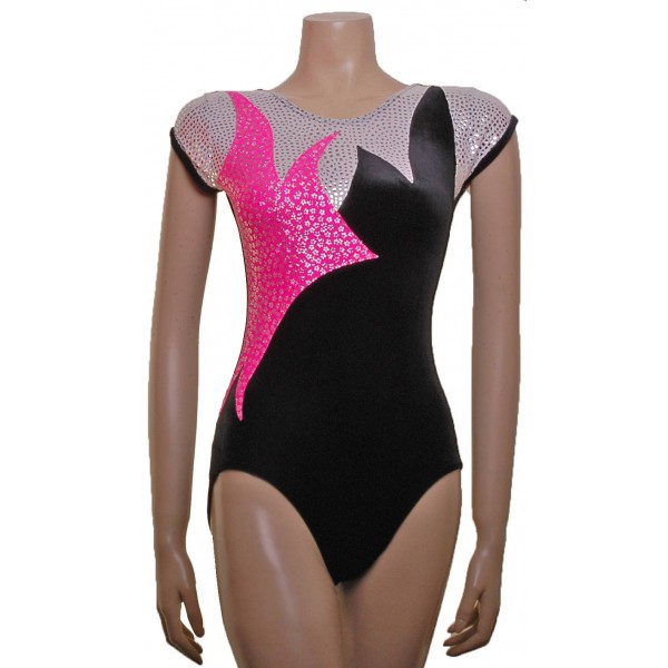 Athens Black Cap Sleeves Gymnastic Leotard 