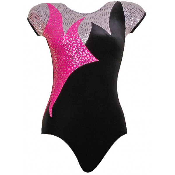 Athens Black Cap Sleeves Gymnastic Leotard 