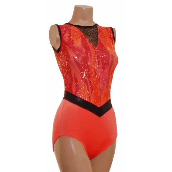 Mimi Orange Sleeveless Gymnastic Leotard (050a)