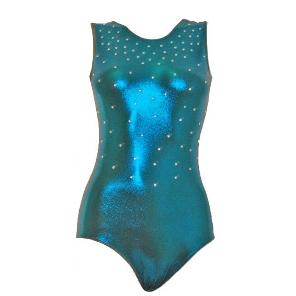 Crystal Petrol Sleeveless Gymnastic Leotard  (051a)