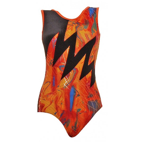 Lightning Orange Sleeveless Gymnastic Leotard 