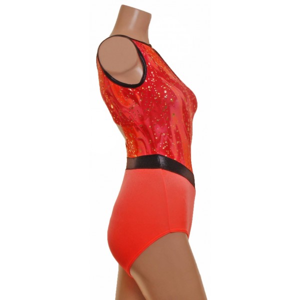 Mimi Orange Sleeveless Gymnastic Leotard (050a)