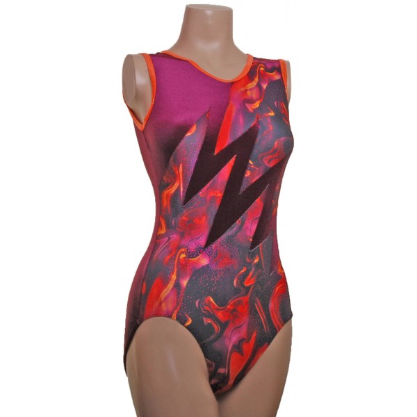 Lightning Burgundy Sleeveless Gymnastic Leotard 