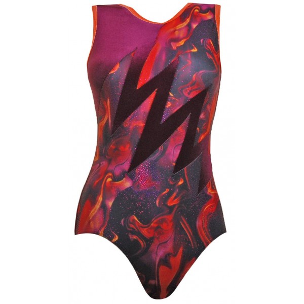 Lightning Burgundy Sleeveless Gymnastic Leotard 