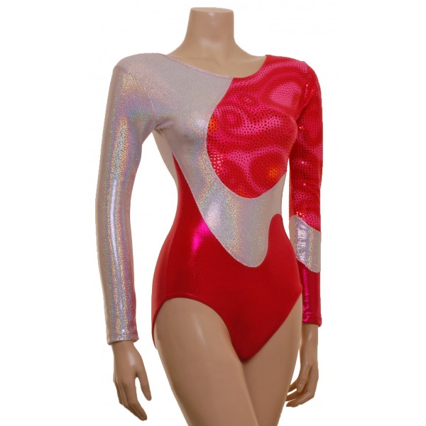 Saturn Red Long Sleeved Gymnastic Leotard (071a)