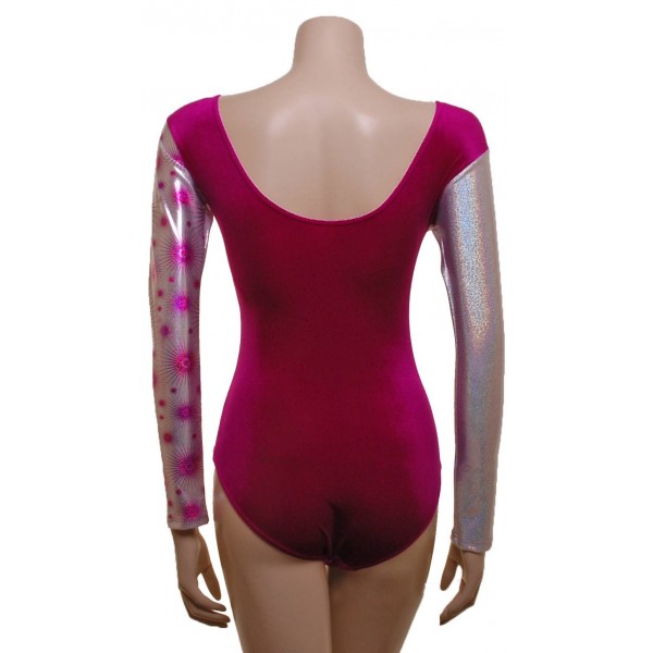 Sophia Cerise Long Sleeve Gymnastic Leotard (036c)