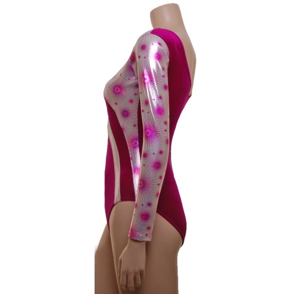 Sophia Cerise Long Sleeve Gymnastic Leotard (036c)