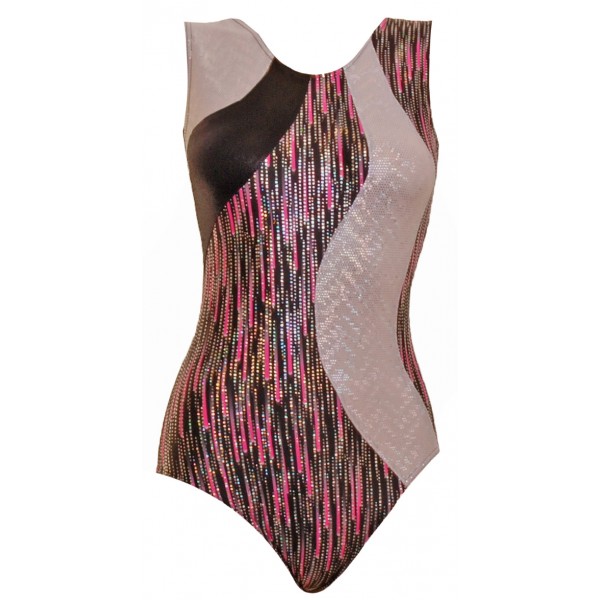 San Diago Pink/Silver Sleeveless Gymnastic Leotard (053b)