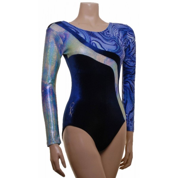 Sophia Navy Long Sleeve Gymnastic Leotard (036b)