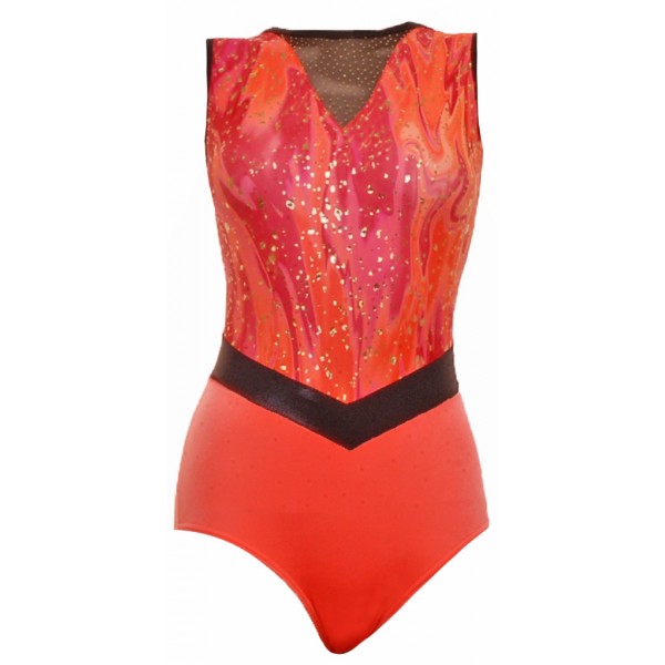 Mimi Orange Sleeveless Gymnastic Leotard (050a)