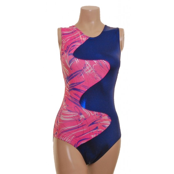 Spirit Pink/Navy Sleeveless Gymnastic Leotard (069c)