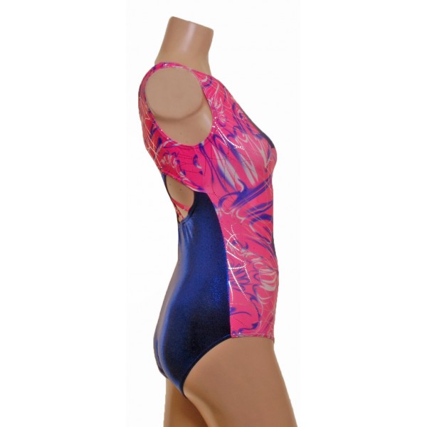 Spirit Pink/Navy Sleeveless Gymnastic Leotard (069c)