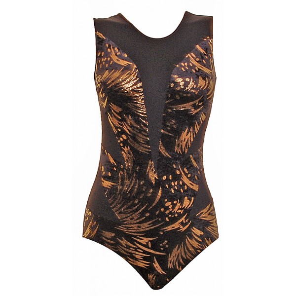 Mirage Black/Gold Gymnastic Leotard (062d)