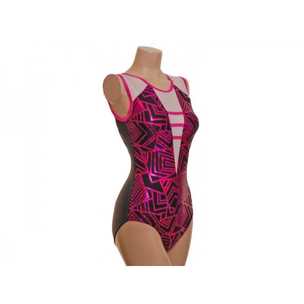 Atlantic  Cerise/Black Sleeveless Gymnastic Leotard (064b)