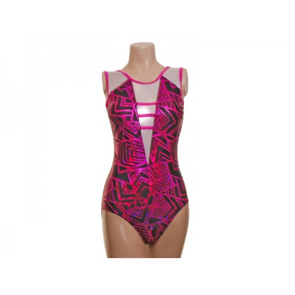 Atlantic  Cerise/Black Sleeveless Gymnastic Leotard (064b)