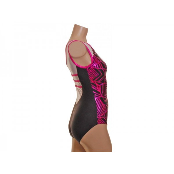 Atlantic  Cerise/Black Sleeveless Gymnastic Leotard (064b)