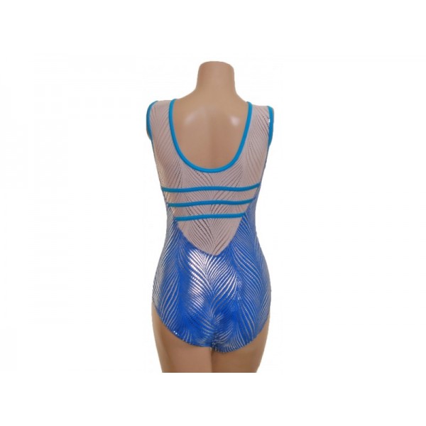 Atlantic  Silver/Blue Sleeveless Gymnastic Leotard (064d)