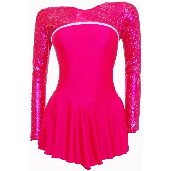 Cherry Lycra Long Sleeve Skating Dress with Complimentary  Cherry Foiled Detail (S098d)