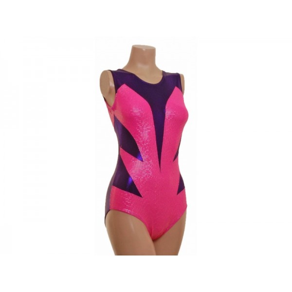 Cascade Purple and Pink Sleeveless Gymnastic Leotard (056a)