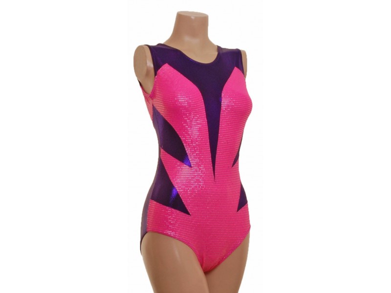 Cascade Purple & Pink Sleeveless Leotard | Olympique