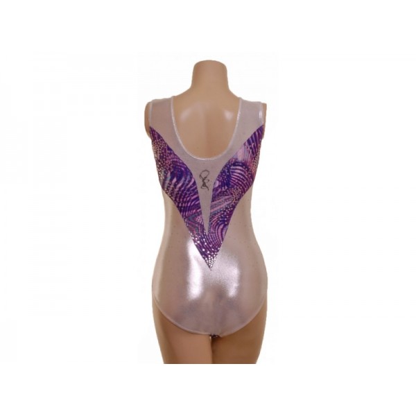 Cascade Purple and Silver Sleeveless Gymnastic Leotard (056c)