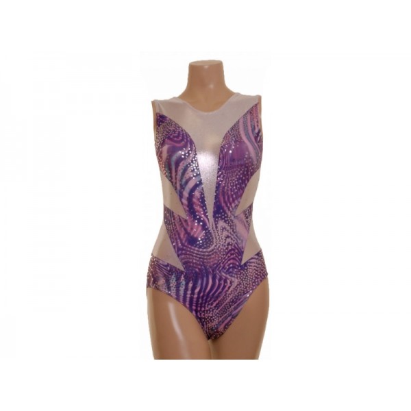 Cascade Purple and Silver Sleeveless Gymnastic Leotard (056c)