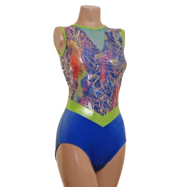 Mimi Blue Sleeveless Gymnastic Leotard (050b)