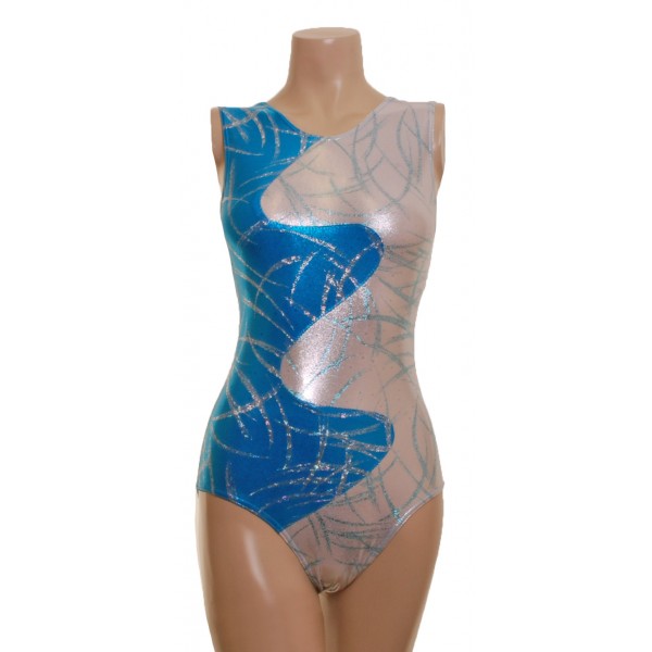 Spirit Turquoise/Silver Sleeveless Gymnastic Leotard (069d)