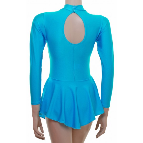 Turquoise  Long Sleeve Skating Dress with Foil Highlights
