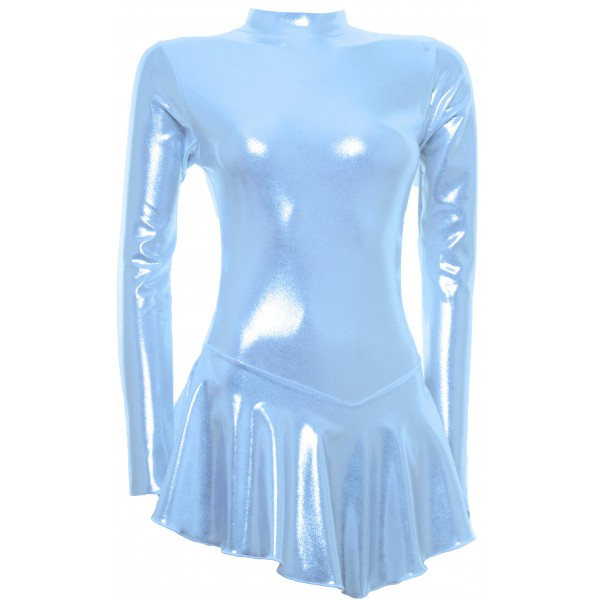 Light Blue Shine Long Sleeves Skating Dress (S107f)