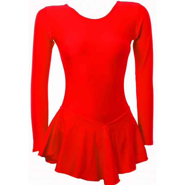 Red Lycra Training Long Sleeves Skating Dress (S115d)