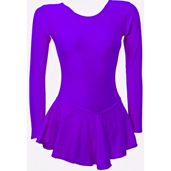 Purple Lycra Training Long Sleeves Skating Dress (S115f)