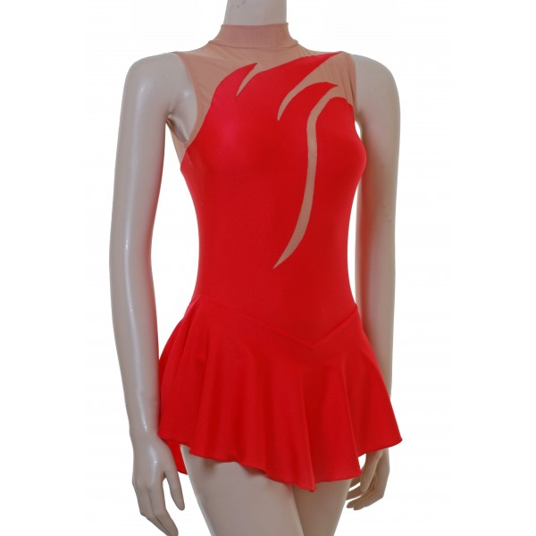 Vesuvius Red Lycra/Bodystocking  Sleeveless Skating Dress (S097c)